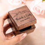 Personalised Triple Flip Wood Ring Box for Proposal/Engagement/Wedding Ceremony