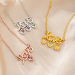 Personlig 1-3 Familj Hjärta Födelsesten Kärlek Charm Halsband Smycke med Namn Jubileum Födelsedag Present för Kvinnor