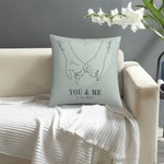 Personalisierte Sie & Me Holding Hands Line Art Kissen werfen Kissenabdeckung Valentinstag Jahrestag Geschenk für Ehepaar