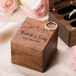 Personalised Triple Flip Wood Ring Box for Proposal/Engagement/Wedding Ceremony