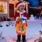 Personalised Cute Cartoon Snowman LED Light Bucket Bag with Name and Year Holiday Storage Decor Christmas Gift for Kids