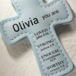 Personalised Inspirational Bible Verses Cross PU Leather Magnetic Bookmark Clip First Communion Baptism Back to School Gift for Christians Bookworms