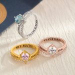 Gepersonaliseerde kroon zirkoon geboortesteen ring met gegraveerde naam jaar en tekst sierlijke sieraden verjaardag afstuderen Gift voor vrouwen afgestudeerden