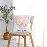 Personalisierte Sie & Me Holding Hands Line Art Kissen werfen Kissenabdeckung Valentinstag Jahrestag Geschenk für Ehepaar