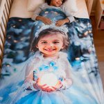 Personalised Frozen Forest Princess Photo Sparkling Snow Scene Soft Throw Blanket with Name Home Decor Birthday Gift for Girl