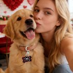 Personalised Lip Love Paw Print Acrylic Bone-Shaped Pet ID Tag with Name and Phone Number Daily Use Birthday Adoption Day Gift for Pet Lover Dog Owner