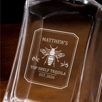 Juego de 4 Copas y Decantador de Tequila Personalizado con Insignia Vintage y Diseño de Abeja con Nombre y Año Grabados Regalo de Cumpleaños y Aniversario para Hombres Amantes del Tequila