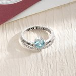 Gepersonaliseerde kroon zirkoon geboortesteen ring met gegraveerde naam jaar en tekst sierlijke sieraden verjaardag afstuderen Gift voor vrouwen afgestudeerden