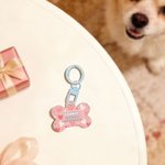 Personalised Lip Love Paw Print Acrylic Bone-Shaped Pet ID Tag with Name and Phone Number Daily Use Birthday Adoption Day Gift for Pet Lover Dog Owner