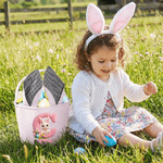 Personalisierter gestreifter 3D-Buchstaben-Effekt Osterkorb mit Hasenohren Osterhasenmotiv und Namen Ostern Geschenk für Kinder