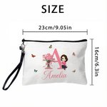 Personalised Birth Flowers Cartoon Character Large Tote Bag Portable Makeup Bag with Names Daily Use Mother's Day Gifts for Mothers Friends
