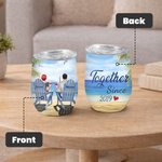 Personalized  Couple Eternal Love Summer Day Sea Waves Wine Tumbler Birthday Suitable for Hot and Cold Liquids