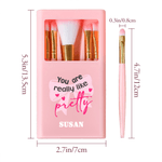 Personalisierte Herz Bogen Rose 5 Pcs Make-up Pinsel Box Set mit Namen und Spiegel Geburtstag Valentinstag Geschenk für Freunde Mädchen