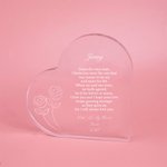 Plaque en Acrylique Personnalisée avec Titre Texte Décoration Transparente en Forme de Cœur Cadeau Noël St Valentin pour Couple Famille