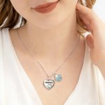 Personalizado Amor y Caja de Regalo Collar Colgante Doble con Piedra de Nacimiento en Forma de Corazón y Nombre Dainty Jewelry Valentine's Day Birthday Gift for Her