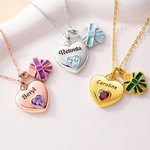 Personalizado Amor y Caja de Regalo Collar Colgante Doble con Piedra de Nacimiento en Forma de Corazón y Nombre Dainty Jewelry Valentine's Day Birthday Gift for Her