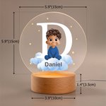 Personalized Cartoon Character Cloud Star LED Night Light with Wooden Base and Name Nursery Decor Birthday Baby Shower Gift for Babies Toddlers