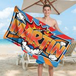Personalizzato Cool Comic Style Lightning Cloud Quick Dry Oversized Beach Towel con nome Beach Party Birthday Gift for Family Friends (Regalo di compleanno per la famiglia e gli amici)