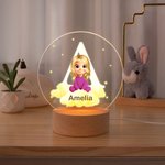 Personalized Cartoon Character Cloud Star LED Night Light with Wooden Base and Name Nursery Decor Birthday Baby Shower Gift for Babies Toddlers