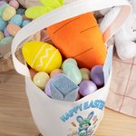 Gepersonaliseerd garen gehaakt Effect schattig konijn naam linnen emmer mand met Bunny oren paaseieren jagen Pasen partij Gunsten Gift voor kinderen