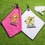Personlig langhalet leopard Marsupilami magnetisk navn vaffel golfhåndkle med hengende klips bursdagsgave til golfspiller | Callie × Marsupilami®