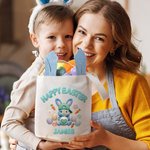 Gepersonaliseerd garen gehaakt Effect schattig konijn naam linnen emmer mand met Bunny oren paaseieren jagen Pasen partij Gunsten Gift voor kinderen