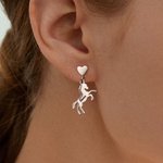 Personalisierte kleine Pferd Herz minimalistische Ohrringe mit Namen Zierlich Schmuck Geburtstag Jahrestag Geschenk für Pferdebesitzer Liebhaber