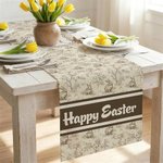 Personlig Toile De Jouy Style påskhare bordslöpare och matchande placematsuppsättning med namn matbordsdekor påskpresent till familj vänner
