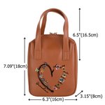 Personalised Heart Shaped Birth Flower PU Leather Makeup Bag with 1-6 Names Daily Use Birthday Gift for Friends Besties