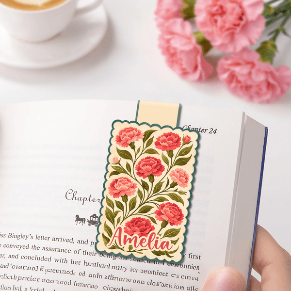 Personalizado Retro Nacimiento Flor Marcapáginas Magnético Clip con Nombre Material Escolar Uso Diario Club de Lectura Regalo de Cumpleaños para los amantes de los libros