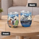 Personalized You and Me Couple Watch Snow Mountain Scenery Wine Tumbler Anniversary Easy to Clean
