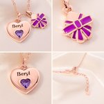 Personalizado Amor y Caja de Regalo Collar Colgante Doble con Piedra de Nacimiento en Forma de Corazón y Nombre Dainty Jewelry Valentine's Day Birthday Gift for Her