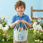 Personalisierter gestreifter 3D-Buchstaben-Effekt Osterkorb mit Hasenohren Osterhasenmotiv und Namen Ostern Geschenk für Kinder