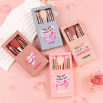 Personalized Heart Bow Rose 5 Pcs Makeup Brushes Box Set with Name and Mirror Birthday Valentine's Day Gift for Friends Girls