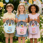 Personalisierter gestreifter 3D-Buchstaben-Effekt Osterkorb mit Hasenohren Osterhasenmotiv und Namen Ostern Geschenk für Kinder