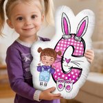 Personalized Cute Cartoon Kid Character Initial Shaped Throw Pillow Home Decor Birthday Gift for Boys Girls