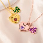 Personalizado Amor y Caja de Regalo Collar Colgante Doble con Piedra de Nacimiento en Forma de Corazón y Nombre Dainty Jewelry Valentine's Day Birthday Gift for Her