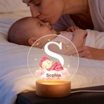Personalized Cartoon Character Cloud Star LED Night Light with Wooden Base and Name Nursery Decor Birthday Baby Shower Gift for Babies Toddlers