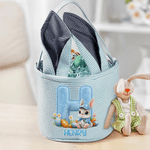 Personalisierter gestreifter 3D-Buchstaben-Effekt Osterkorb mit Hasenohren Osterhasenmotiv und Namen Ostern Geschenk für Kinder