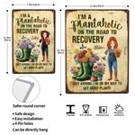Personalised Birth Flower Cartoon Character Tinplate Sheet Hanging Painting with Name Garden Decoration Birthday Gift for Gardening Lover