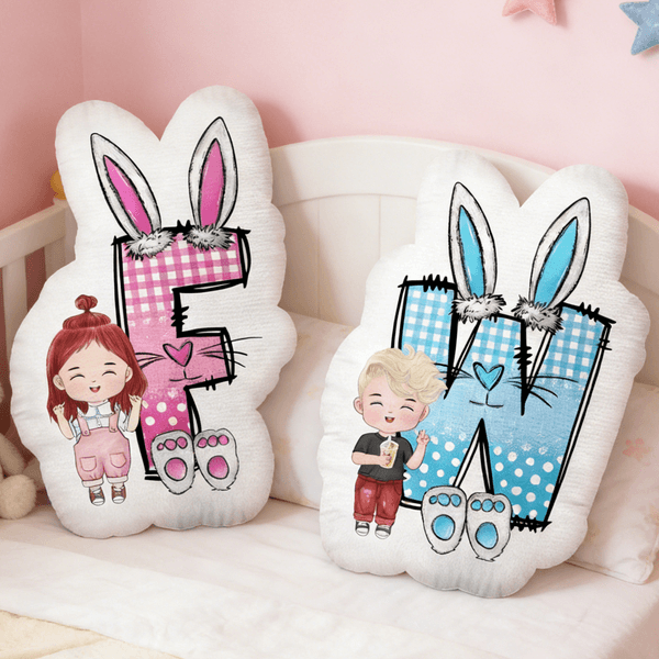 Personalised Cute Cartoon Kid Character Initial Shaped Cushion Home Decor Birthday Gift for Boys Girls