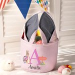 Panier de œufs Pâques personnalisé avec nom et motif lapin - Cadeau fête de Pâques pour les enfants