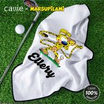 Personlig langhalet leopard Marsupilami magnetisk navn vaffel golfhåndkle med hengende klips bursdagsgave til golfspiller | Callie × Marsupilami®