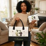 Personalised Birth Flowers Cartoon Character Large Tote Bag Portable Makeup Bag with Names Daily Use Mother's Day Gifts for Mothers Friends
