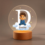 Gepersonaliseerd Cartoon Karakter Wolk Ster LED Nachtlampje met Houten Voet en Naam Decoratie Verjaardag Baby Shower Gift voor Baby's Peuters