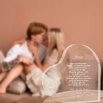 Plaque en Acrylique Personnalisée avec Titre Texte Décoration Transparente en Forme de Cœur Cadeau Noël St Valentin pour Couple Famille