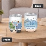 Gepersonaliseerde Husband and Wife Enjoy Life Travel Partners Zeemeeuw Wijn Tumbler Verjaardag met Isolatie Effect