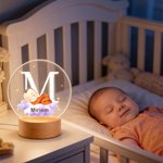 Personalized Cartoon Character Cloud Star LED Night Light with Wooden Base and Name Nursery Decor Birthday Baby Shower Gift for Babies Toddlers