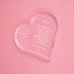 Plaque en Acrylique Personnalisée avec Titre Texte Décoration Transparente en Forme de Cœur Cadeau Noël St Valentin pour Couple Famille