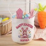 Gepersonaliseerd garen gehaakt Effect schattig konijn naam linnen emmer mand met Bunny oren paaseieren jagen Pasen partij Gunsten Gift voor kinderen